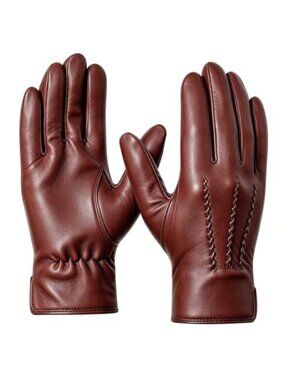 Sheepskin Leather Winter Driving Gloves Cashmere Lined